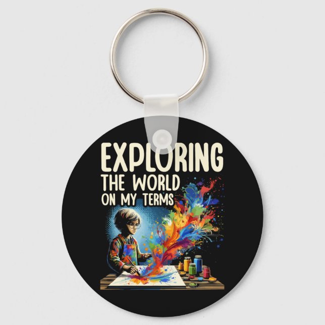 Audhd Autism Adhd Autistic Spectrum Neurodiversity Key Ring (Front)