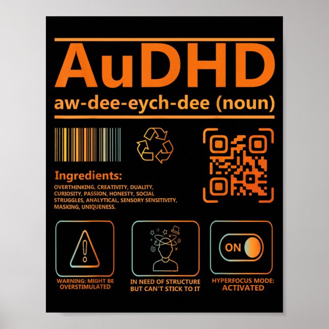 AuDHD Definition Neurodiversity Awareness Graphic Poster (Front)