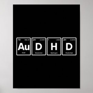 Audhd Periodic Table Autism + Adhd For Nerds Minim Poster