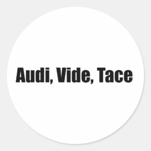 audi, vide, tace classic round sticker