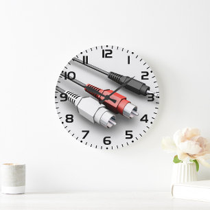 Audio Cables Vintage Tech  Large Clock