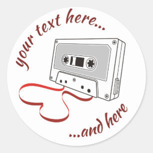 Audio cassette classic round sticker