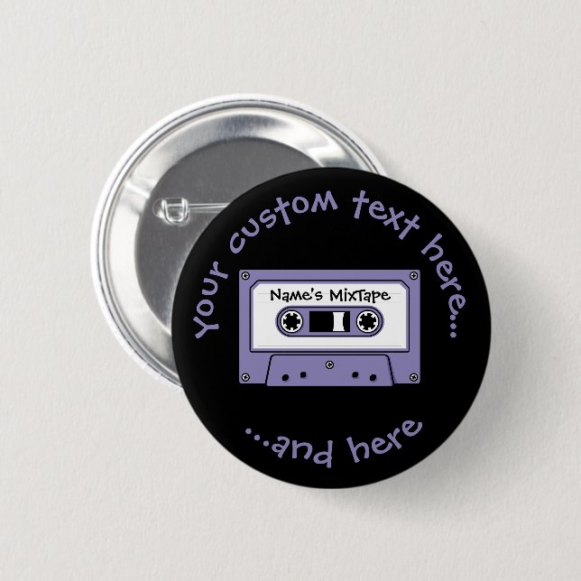 Audio Cassette Tape 6 Cm Round Badge (Front & Back)