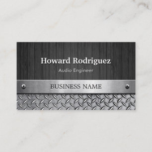 Audio Engineer - Wood and Metal Look Business Card