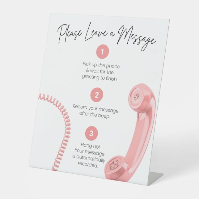 Audio Guest Book Phone Instructions Wedding Sign (Front)