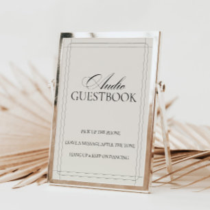 Audio Guestbook Vintage Light Grey Sign Invitation