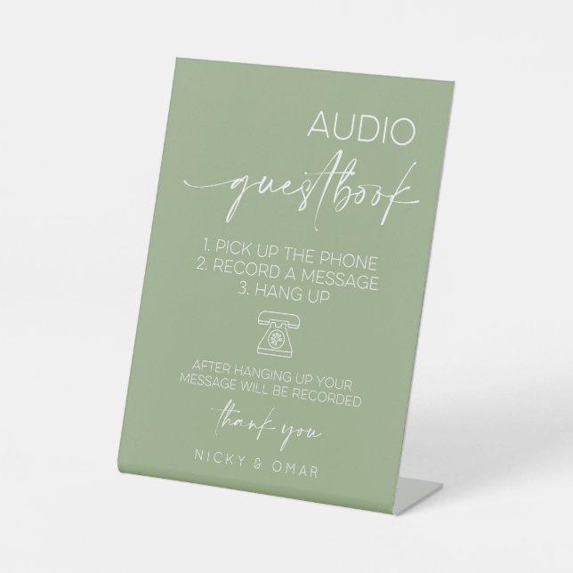 Audio Guestbook Wedding Reception Pedestal Sign (Front)