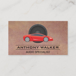 Audio Speakers   Red Sports Car Business Card