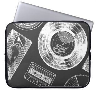 Audio-video carriers: diverse seamless pattern. laptop sleeve