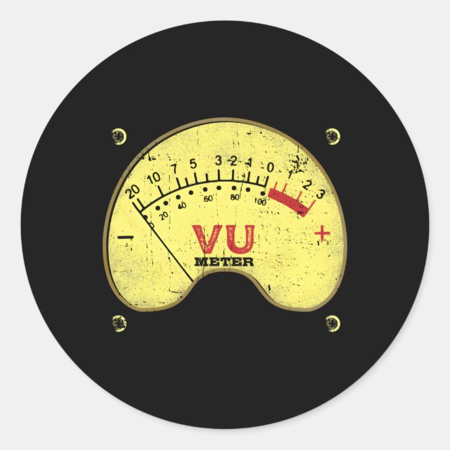 Audio Vu Metre Recording Engineers Classic Round Sticker (Front)