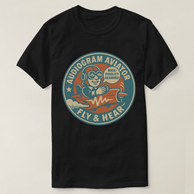 Audiogram Aviator Fly & Hear T-Shirt (Design Front)