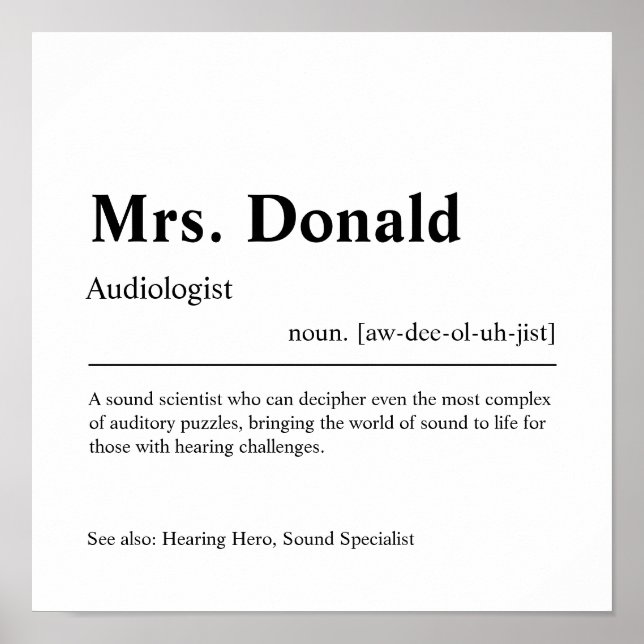 Audiologist Personalised Gift Poster (Front)