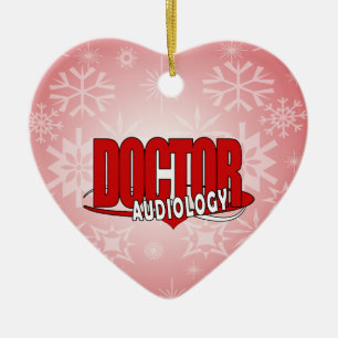 AUDIOLOGY DOCTOR AUDIOLOGIST BIG RED LOGO CERAMIC ORNAMENT