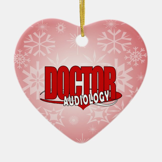 AUDIOLOGY  DOCTOR AUDIOLOGIST BIG RED LOGO CERAMIC ORNAMENT (Front)