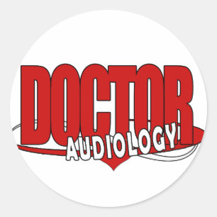 AUDIOLOGY DOCTOR AUDIOLOGIST BIG RED LOGO CLASSIC ROUND STICKER