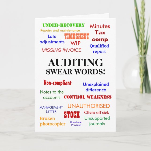 Auditor | Auditing Swear Words | Thank You Card (Front)