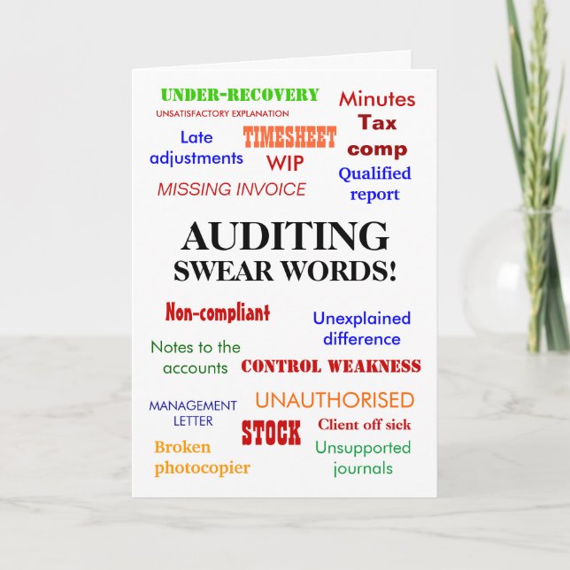Auditor Birthday | Auditing Swear Words | Joke Card (Front)