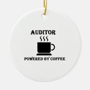 "Auditor" Powered by Coffee Ceramic Ornament