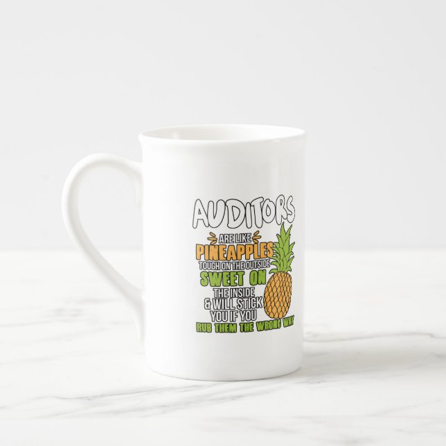 Auditors Are Like Pineapples. Bone China Mug (Left)