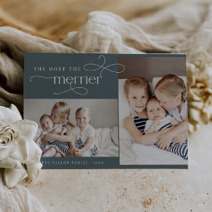 AUDREY Blue Cute Christmas Card Birth Announcement