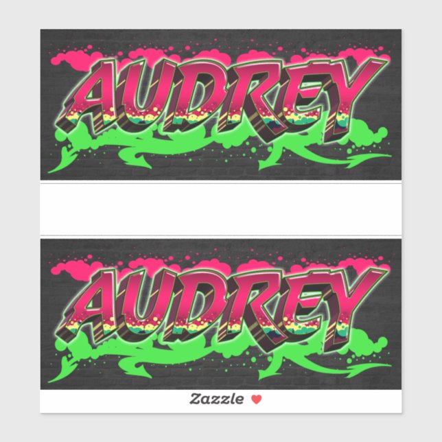 Audrey First Name Graffiti Sticker (Sheet)