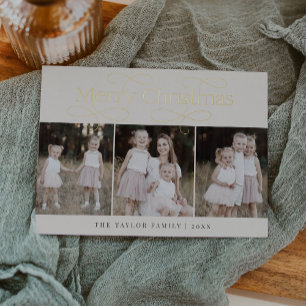 AUDREY Gold Foil Family Photo Vintage Christmas Holiday Card