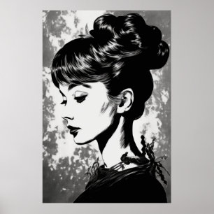 Audrey Hepburn Inspired Glamour Portrait  Poster