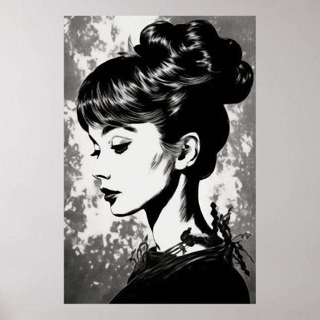 Audrey Hepburn Inspired Glamour Portrait  Poster (Front)