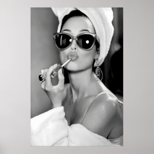 Audrey Hepburn Lipstick Print, Vintage Black and Poster