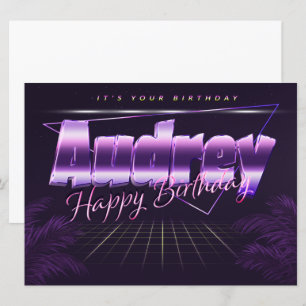 Audrey Name Vorname lila retro Karte Geburtstag Card