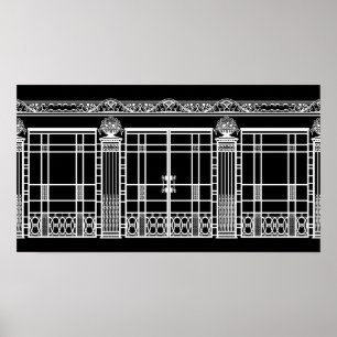 AUDREY'S ART DECO IRONWORK: WHITE on BLACK Poster