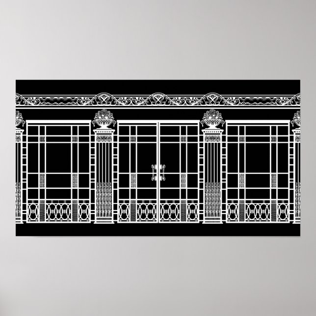AUDREY'S ART DECO IRONWORK: WHITE on BLACK Poster (Front)