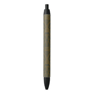 Audsley Vintage Gold Lily Crown Green Damask Art Black Ink Pen
