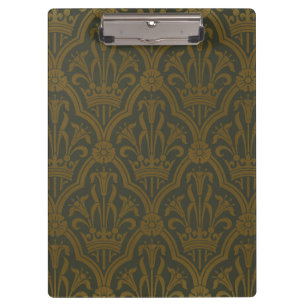Audsley Vintage Gold Lily Crown Green Damask Art Clipboard