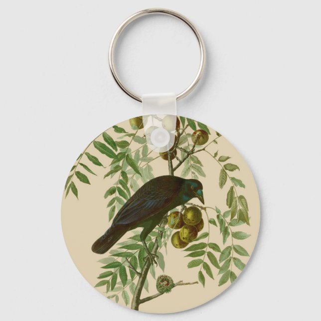 Audubon American Crow Black Bird Key Ring (Front)