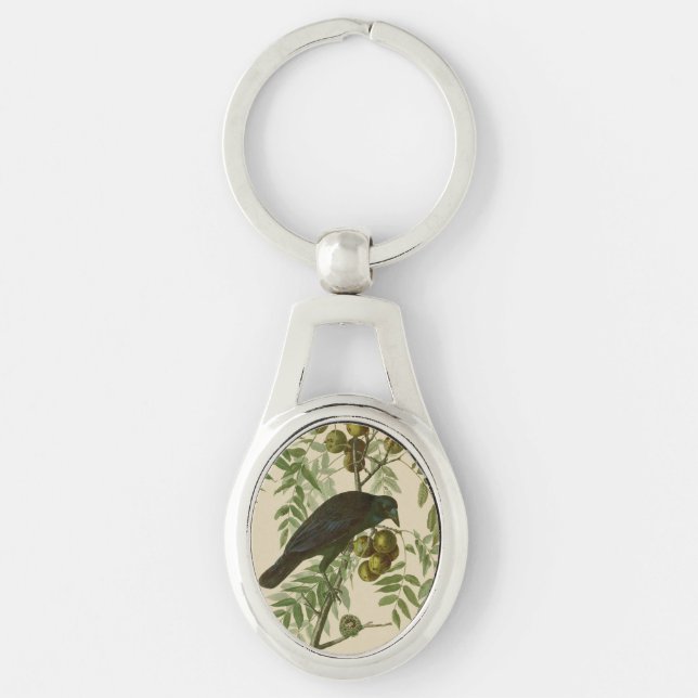 Audubon American Crow Black Bird Key Ring (Front)