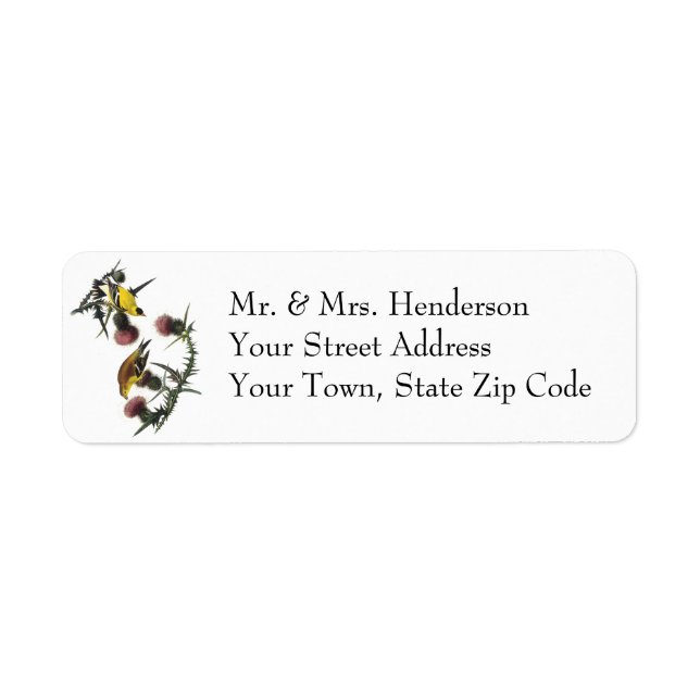 Audubon American Goldfinch Return Address Label (Front)