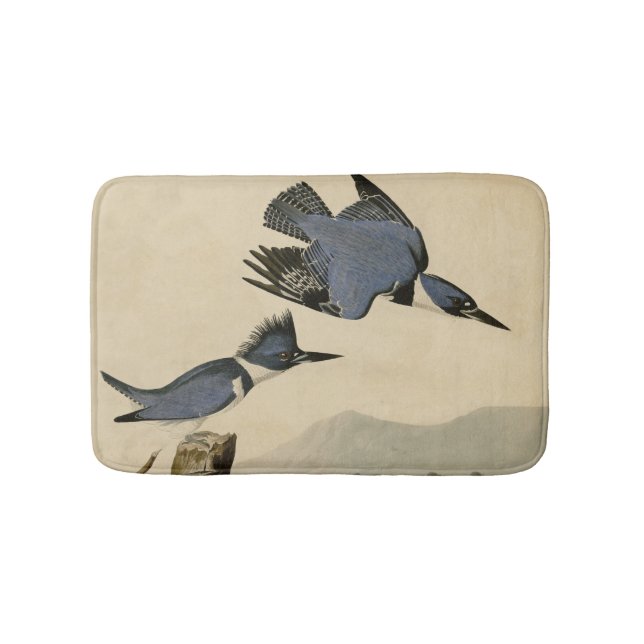 Audubon Belted Kingfisher Wildlife Bird Bath Mat (Front)