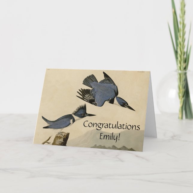 Audubon Belted Kingfisher Wildlife Bird Card (Front)