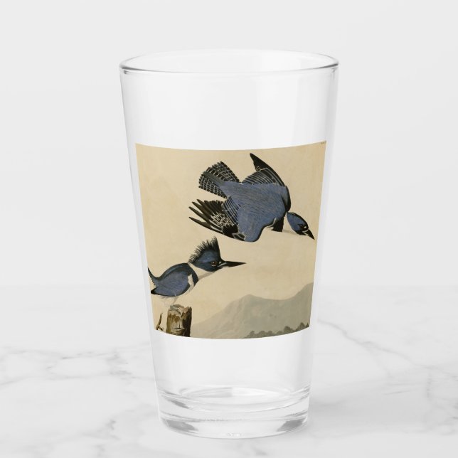 Audubon Belted Kingfisher Wildlife Bird Glass (Front)