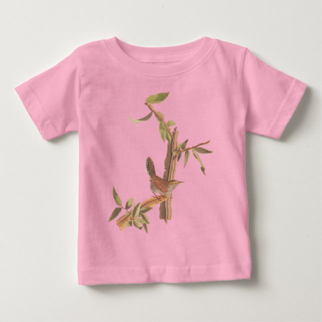 Audubon Bewick's Wren Bird on Brown Ironwood Tree Baby T-Shirt (Front)