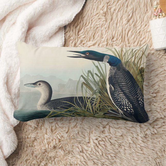 Audubon Bird Loon Diver Classic Lumbar Cushion (Blanket)