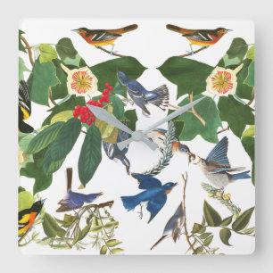 Audubon Birds Flower Wildlife Wall Clock