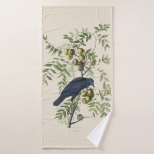Audubon Black Crow American Bird Illustration Bath Towel Set