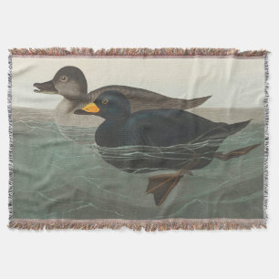 Audubon Black Scoter Print: Vintage Coastal Duck Throw Blanket