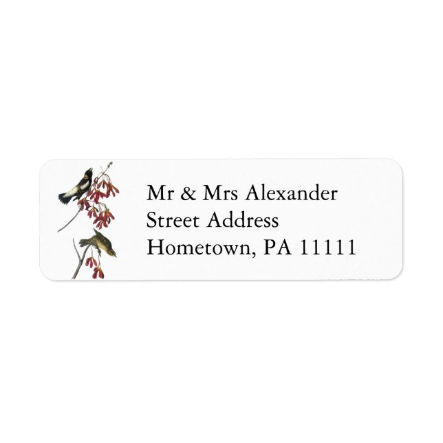 Audubon Bobolink Return Address Label (Front)