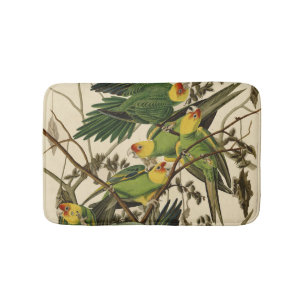 Audubon Carolina Parrot Bird illustration Bath Mat