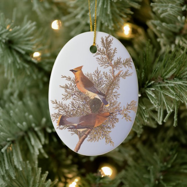 Audubon Cedar Waxwing Bird Ceramic Tree Decoration (Tree)