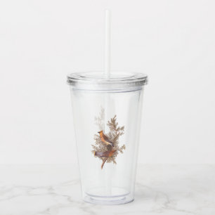 Audubon Cedar Waxwing Songbirds in Juniper Acrylic Tumbler
