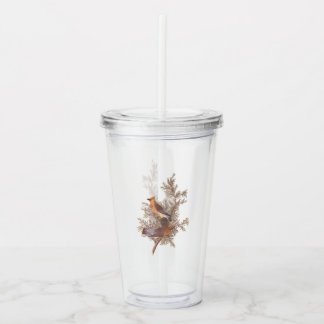 Audubon Cedar Waxwing Songbirds in Juniper Acrylic Tumbler